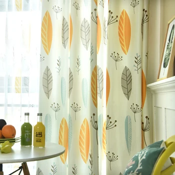 

Single Panels Green Leaves Curtain Living Room Window Decoration Nordic Rustic Kitchen Curtains 3D