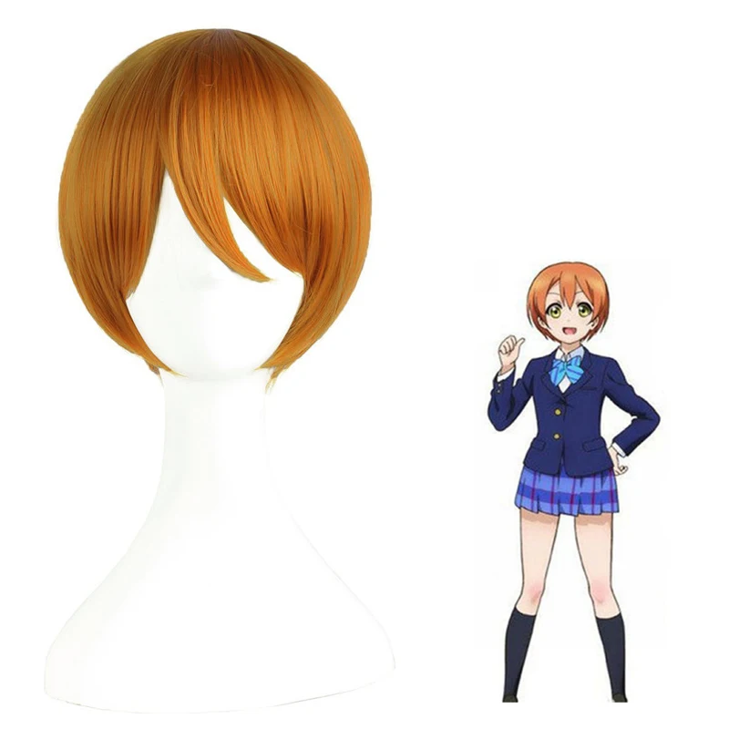 

LoveLive! Hoshizora Rin Anime Cosplay Wig Orange Golden 30cm Short Costume Play Wigs Halloween party Hair with Free Wig Cap