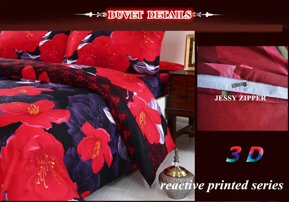 hot sale Home textile,Reactive Print 4Pcs Quilt Cover Bed sheet Pillowcase,King Queen size (2)
