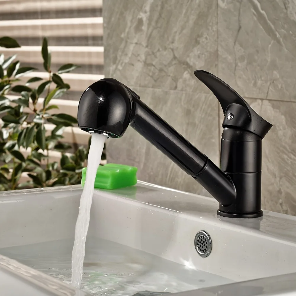 NEW Oil Rubbed Bronze Pull Out Dual Sprayer Bathroom Basin Faucet