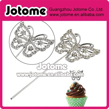 

6CM Diamante Rhinestone Gem Butterfly Cake Pick Topper FOR Weddings Birthdays Annivesary Accessory