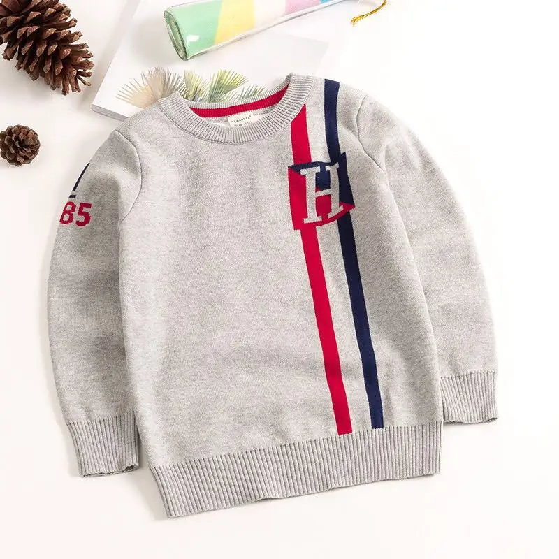 QAZIQILAND/осенне-весенний свитер для маленьких мальчиков; вязаная одежда для маленьких детей; Модный джемпер в клетку; пуловер с длинными рукавами; вязаный Топ