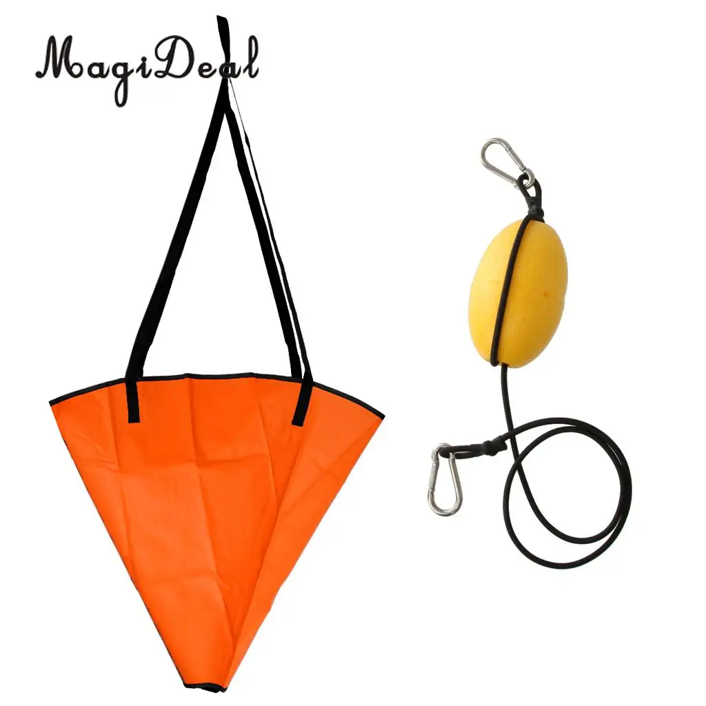 MagiDeal Large 32' Orange PVC Sea Anchor Drogue Drift Chute Sock Fits Marine Boat Up To 20'/6m + 29' Kayak Tow Rope Throw Line