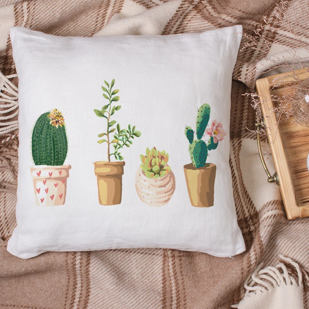 

Plant Cactus Print Cushion Cover Square Pillow Cover Home Textile Sofa Decorative Throw Pillows Cover coussin decoration P15