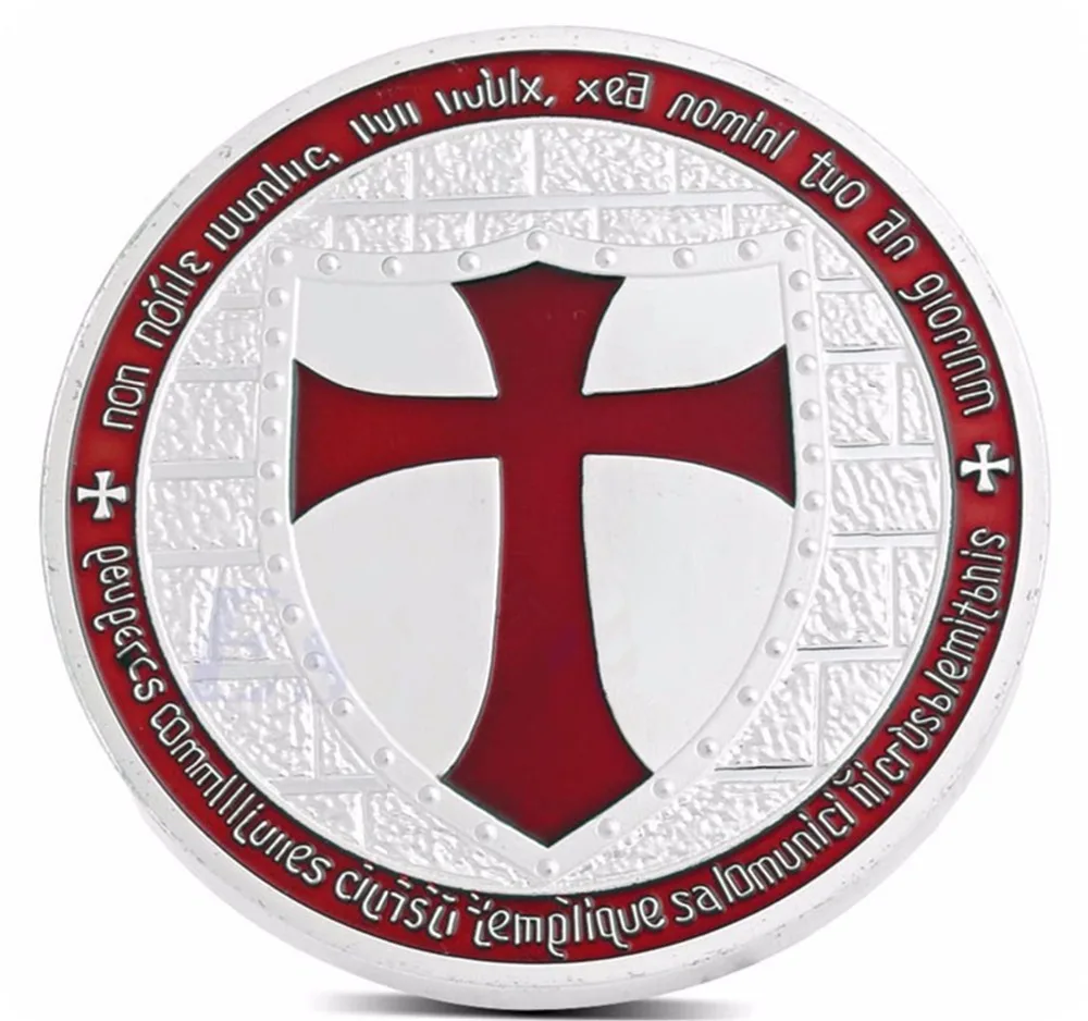 Серебряные Рыцари Templar Europe Cross Сувенирный жетон коллекции монет|Безвалютные
