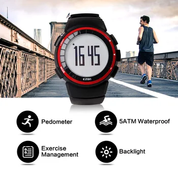 

Digital Sport Watch Men with Pedometer Calories Burn for Outdoor Waterproof Fitness Tracker Ezon T029