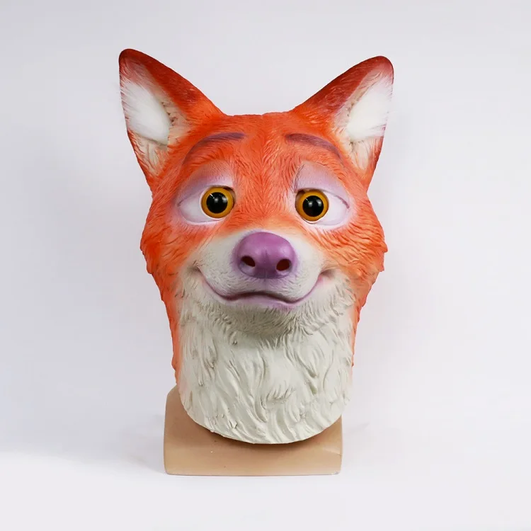 Fox Mask 2016 Movie Cosplay Mask Latex Zootopia Fox Nick Wilde Nick Wilde Helmet Nick Halloween Costume Prop Accessories (2)