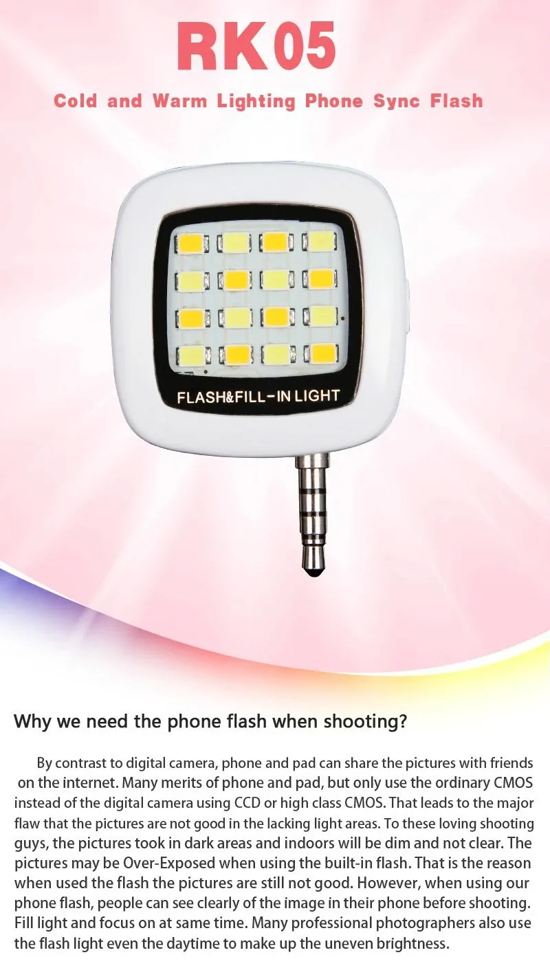 Мини Портативный 16 Светодиодный точечный светильник для смартфона светодиодный светильник-вспышка для iPhone и Android устройств, внешний светильник-вспышка для селфи