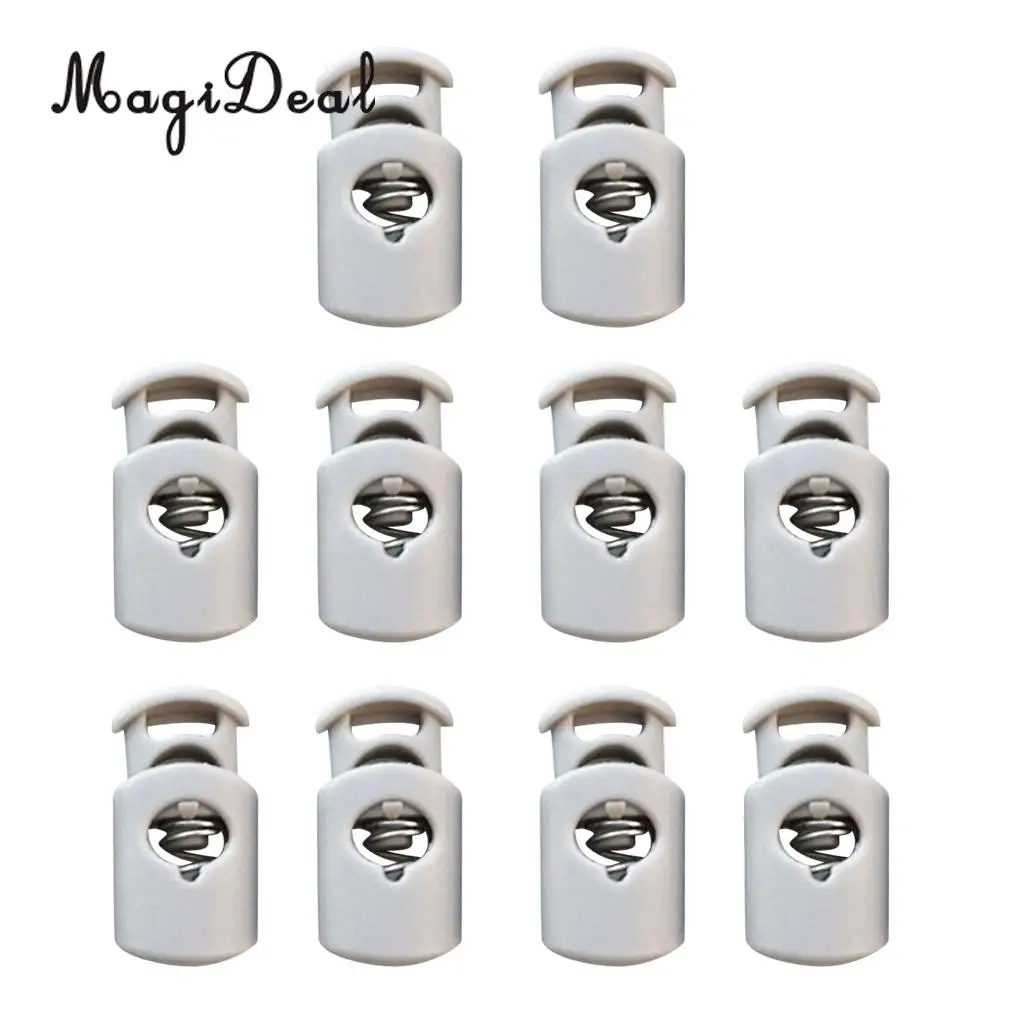 MagiDeal Pack 10 Single Hole Elastic Shock Cord Bungee Rope Barrel Stopper Lock End Toggle Buckles with Metal Spring