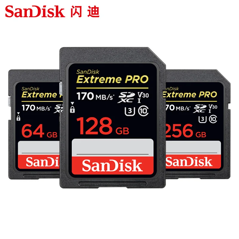 SanDisk SD карта для Камера 170 МБ/с. слот карт памяти 512 ГБ 256 128 Гб 64 оперативной 32