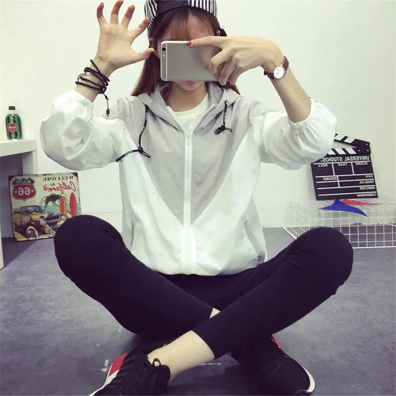 2018 Hooded Two Tone Windbreaker Jacket Patchwork Jackets Women Color Block Fall Fashion Casual Outerwear Baseball jacket | Женская