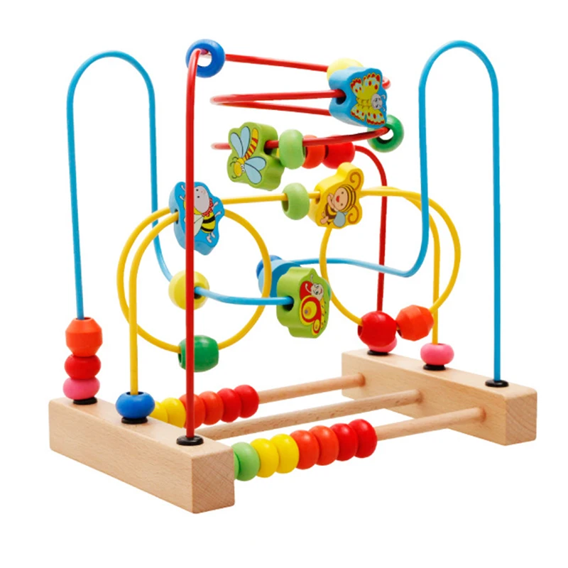 

Kids Wooden Math Educational Toy Counting Circles Bead Abacus Wire Maze Roller Coaster Montessori Educational for Children
