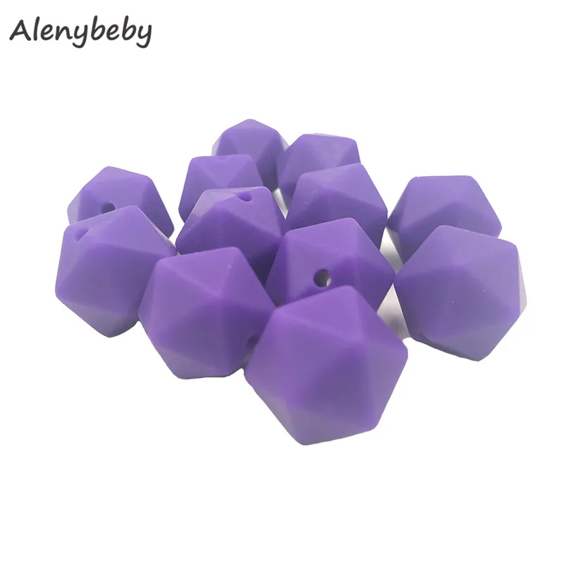 50pc 17mm Silicone Teether Beads Safe Icosahedron Shaped Candy Mix Color Teething Silicone Bead Toy BPA Free DIY Necklace Making - Цвет: Classic purple