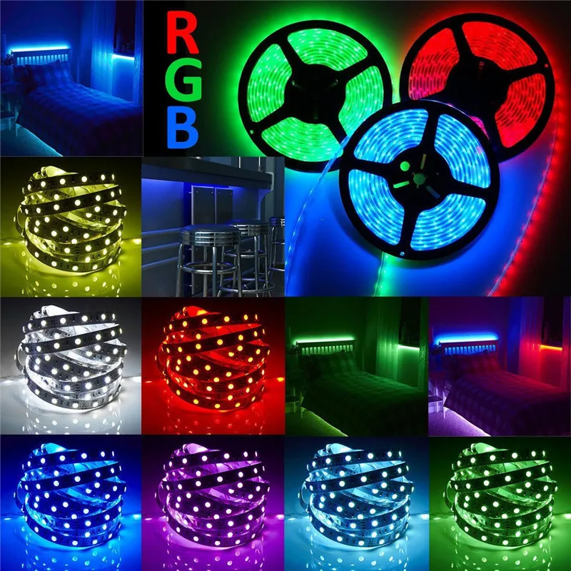 5 м RGB Светодиодная лента 12 В 2835 5050 5630 теплый белый RGB 300 светодиодный SMD лента для потолочного счетчика шкафа свет не водонепроницаемый