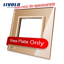 Livolo Luxury Golden Pearl Crystal Glass, 80mm*80mm, EU standard, Single Glass Panel For Wall Socket,VL-C7-SR-13