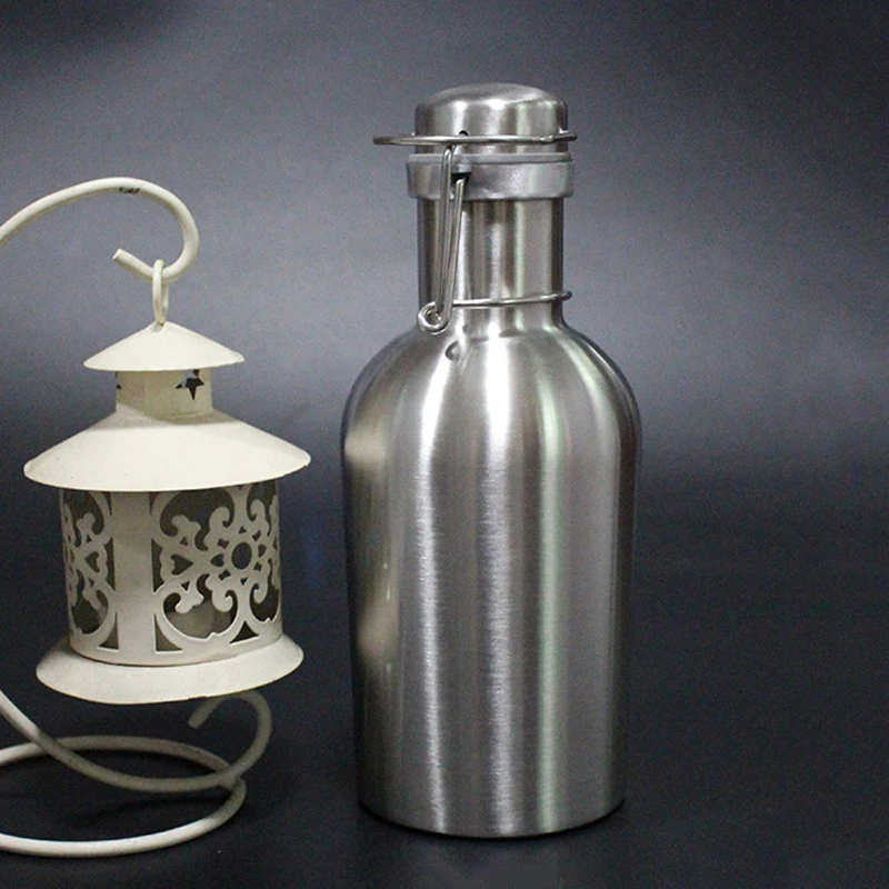 JX-LCLYL 1L/32oz New Stainless Steel Beer Growler Swing Top Beer Bottle Home Brew Tool