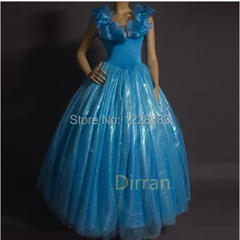 

Free Shipping New Arrival Hot Sale Princess Costume Adult Cinderella Costumes Women Blue Cinderella Dress