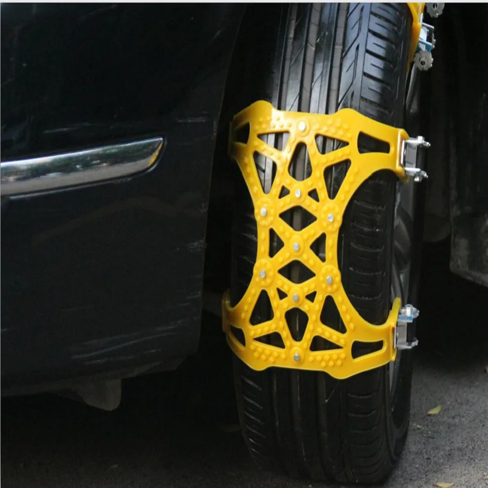 6 шт., зимние цепи, желтая Автомобильная цепь для снега, шины, колеса, тяговые цепи, противоскользящие, для улицы, дорожный Защитный протектор, 155-285 мм