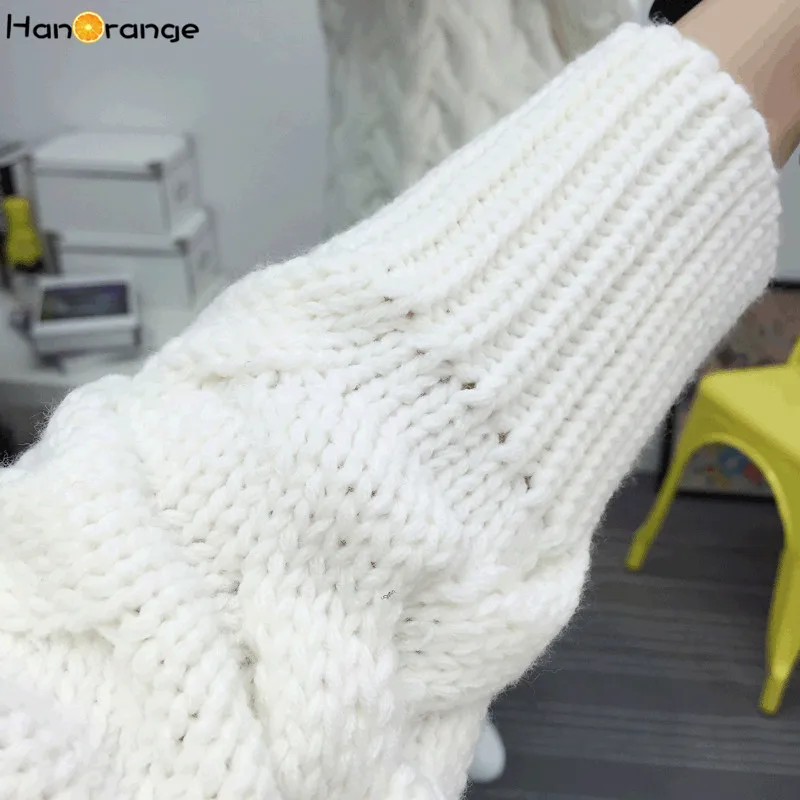 HanOrange Autumn Winter Korean Turtleneck Thick Loose Twist Long Women Sweater White/Red/Black HanOrange Autumn Winter Korean Turtleneck Thick Loose Twist Long Women Sweater White/Red/Black