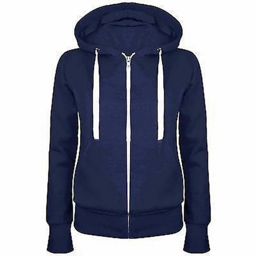 

Solid Women Sweatshirt Hoodies Zipper Autumn Spring New Fashion Casual Black Hooded Sweatshirt Long Sleeve Coat Pullovers