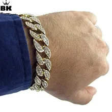 Для мужчин роскошные сандалии со стразами; модные Браслеты& браслеты высокого качества золото Цвет льдом Майами кубинский браслет в стиле «хип-хоп»