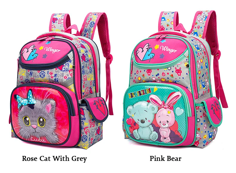 Новые школьные сумки с рисунком, рюкзак для девочек и мальчиков, детский ортопедический рюкзак с рисунком кота и медведя, Mochila Infantil, класс 1-3