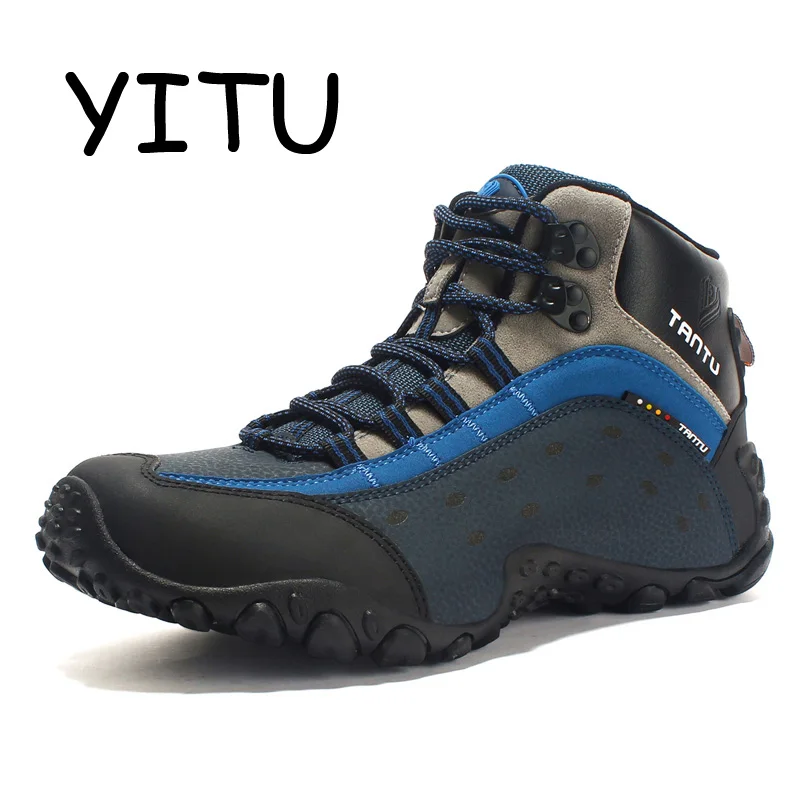 YITU Leather Hiking Boots Men Waterproof Trekking Shoes Man Outdoor Mountain Climbing Shoes Sports Camping Hiking Shoes Brand цена YITU Leather Hiking Boots Men Waterproof Trekking Shoes Man Outdoor Mountain Climbing Shoes Sports Camping Hiking Shoes Brand цены онлайн
