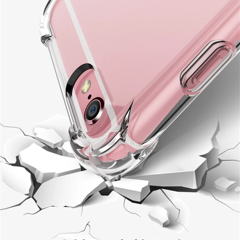Противоударный прозрачный мягкий силиконовый защитный чехол для iPhone 5 5S SE 6S 8 7 Plus