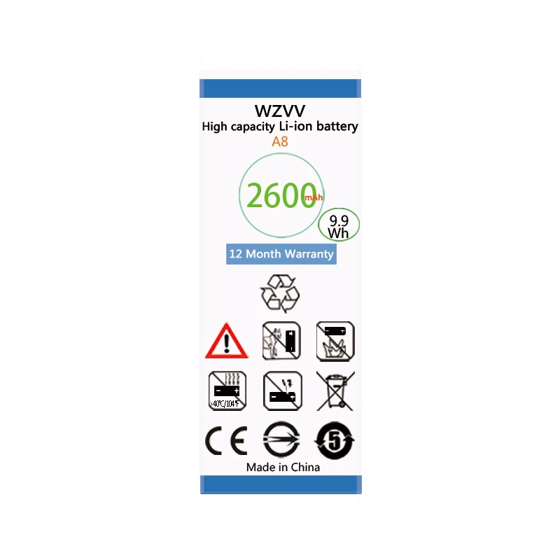 

wzvv 2600mAh Replacement battery for Blackview A8 Smart Phone Batteries