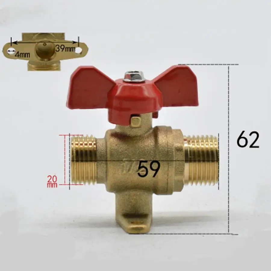 DN15 G 1/" BSP Мужской латунный шаровой клапан для воды, газа, масла Порты и разъёмы размер 12 мм с красной ручкой