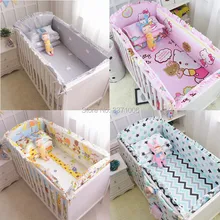 6Pcs Cartoon Baby Crib Bumpers Baby Bedding Sets Padded Baby Crib Rail Cot Bed Sheets 100%Cotton Customizable Baby Beddings set promotion 6pcs cartoon crib baby bedding set cot bedding set 100% cotton baby bedclothes bumper sheet pillow cover