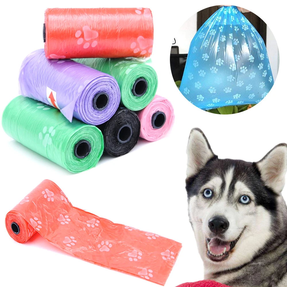 

Pet Supply 5 Rolls Printing Cat Dog Poop Bags Outdoor Home Clean Garbage Bag