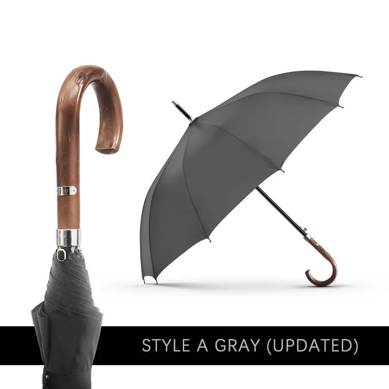 OLYCAT Новое поступление длинный зонт от дождя для мужчин и женщин бизнес большой зонт с деревянной ручкой ветрозащитный 10 ребер стекловолокно 300T Paraguas - Цвет: Style A gray