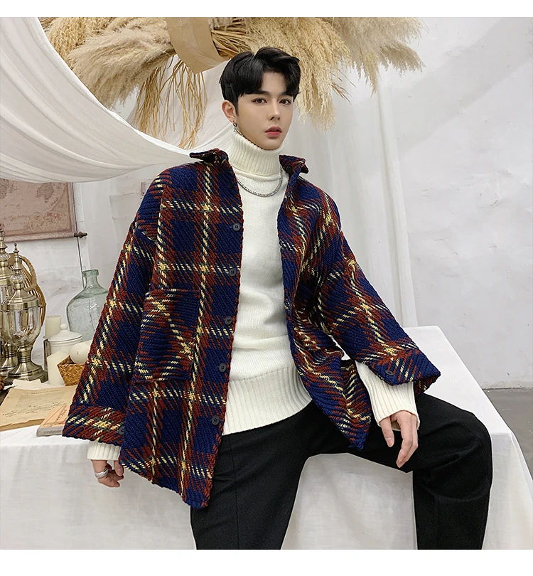 Повседневная рубашка Camicia Uomo клетчатая рубашка мужская Свободная куртка мужская клетчатая рубашка Осенняя винтажная рубашка с длинными