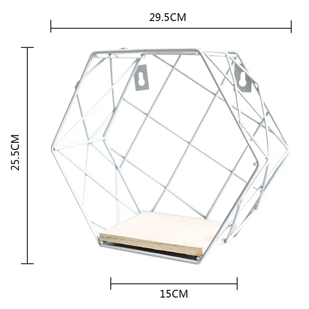 Железные декоративные полки с шестигранной сеткой настенная полка комбинированная подвесная геометрическая фигура аксессуары для украшения дома - Цвет: Светло-желтый