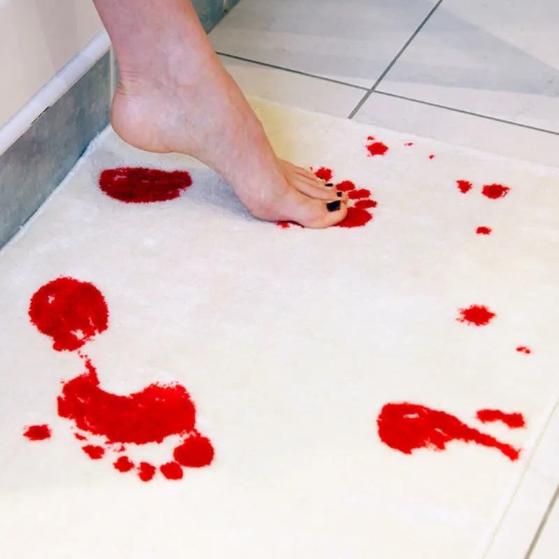 

A Blood Bath Bath Mat Blood Footprints Non-slip Mat Creative Blood Carpet Bathroom Products