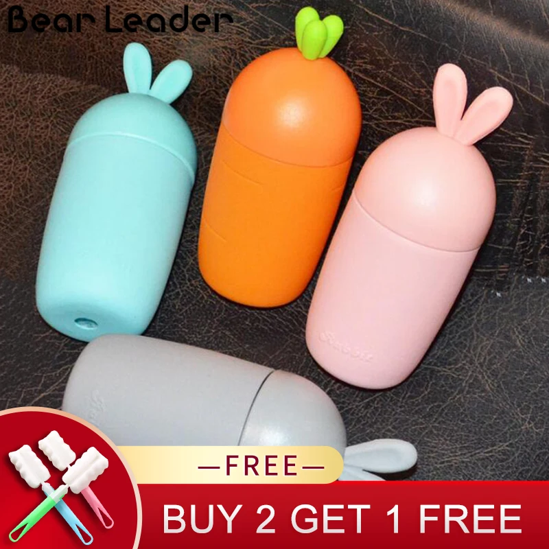 

Bear Leader 260ML Glass Water Bottle Cartoon Rabbit Glass Student Creative Couple With Cover Carrot Direct Drinking Glass Kettle
