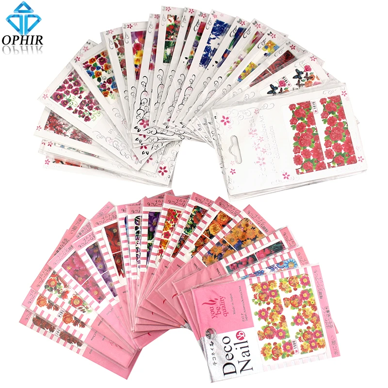 

OPHIR Water Transfer Nail Art Stickers Flower Pattern (42 Mixed Styles for Chossing ) Full Cover Sticker Nail Accessories _KD188