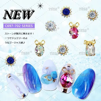 

10pcs/lot Big Bow with big rhinestone 3D Sun Alloy Jewelry Glitter Nail Art Tip Decoration