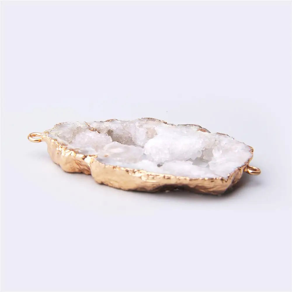 Золотой белый цвет Натуральный druzy Кулон Агаты Druzy коннектор dryzy Хрустальный