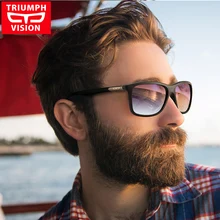 TRIUMPH VISION, квадратные солнцезащитные очки для вождения, мужские, фирменный дизайн, градиентные солнцезащитные очки, мужские, черные, матовые, поляризационные, Oculos de sol