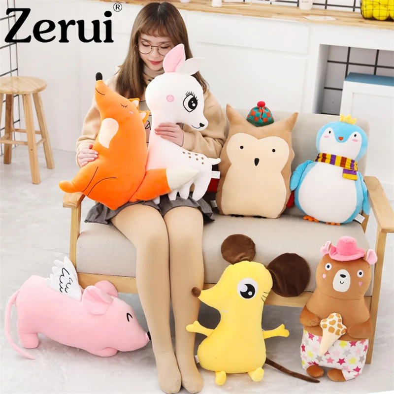 

New Large Size Deer Bear Mouse Penguin Plush Toys Cute Cartoon Sleeping Stuffed Pillow Doll Soft Cushion Bolster Birthday Gift