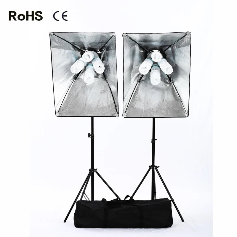 

2pc*Photo stuido photography Continuous Lighting 5 lamps holder 50*70cm softbox 2m lighting stand kit+10*135w lighting bulb
