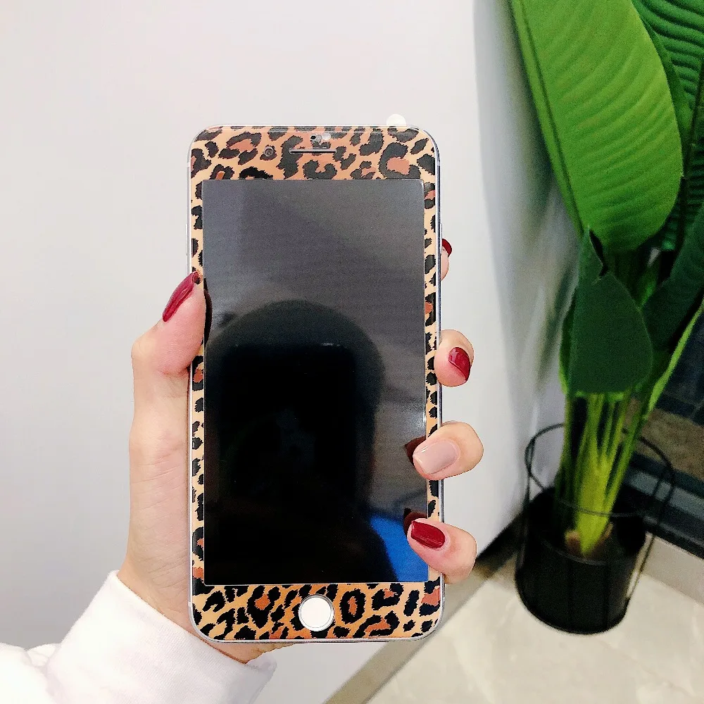 Милый сексуальный чарующий Леопардовый принт 3D углеродное волокно полное покрытие Закаленное стекло Защитная пленка для экрана для iPhone 6 6s 7 8 Plus