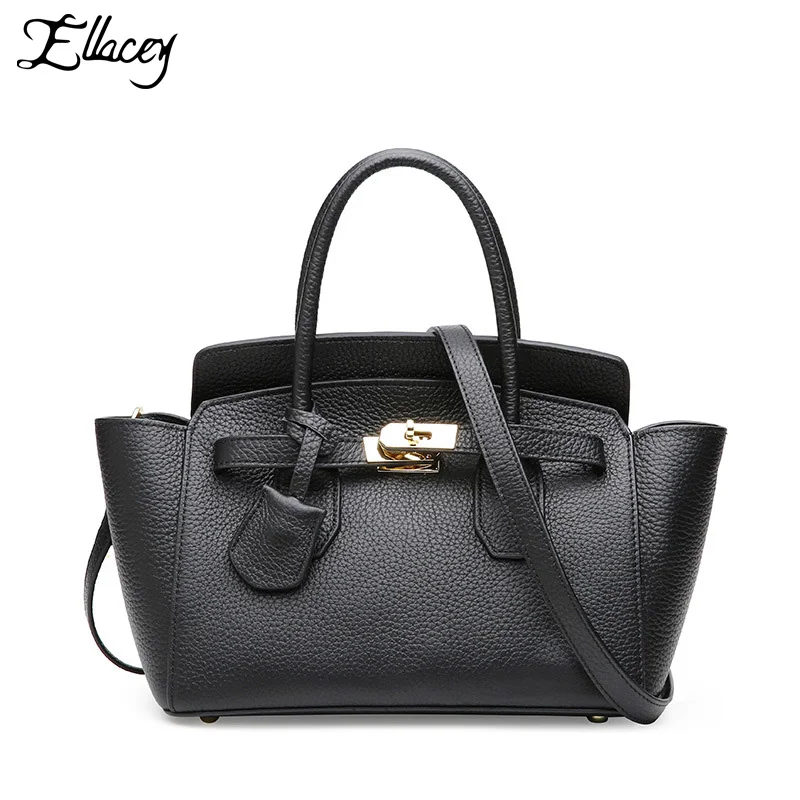 

Ellacey 2019 Brand Women Shoulder Messenger Bag Genuine Leather Women Handbag Female Luxury Office Lady briefcase Bag Women Bags