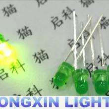 1000 шт. F3 3 мм зеленый круглый сверхяркий светодиодный светильник светодиодный рассеянный общий зеленый/желтый зеленый YG 565-570nm