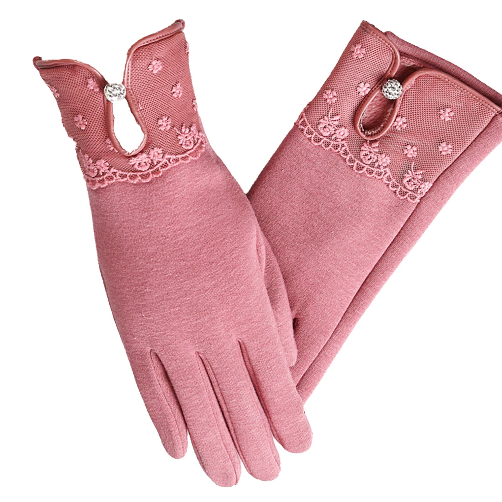 Женские перчатки с сенсорным экраном, зимние модные женские кружевные теплые перчатки для верховой езды, рукавицы из кашемира, женские перчатки для ухода за запястьем, подарок