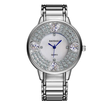 

BAOSAILI Heart Imitation Diamond Stone Shinning Women Luxury Design Watch Lady Analog Quartz Clock Saat Relogios Femininos