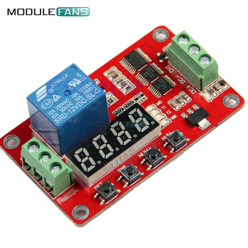 12V DC Multifunction Self lock Relay PLC Cycle Delay Time Timer Switch