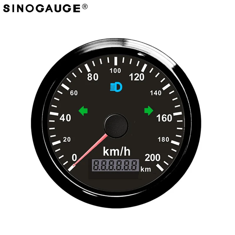 black 85mm analog GPS speedometer 200kph